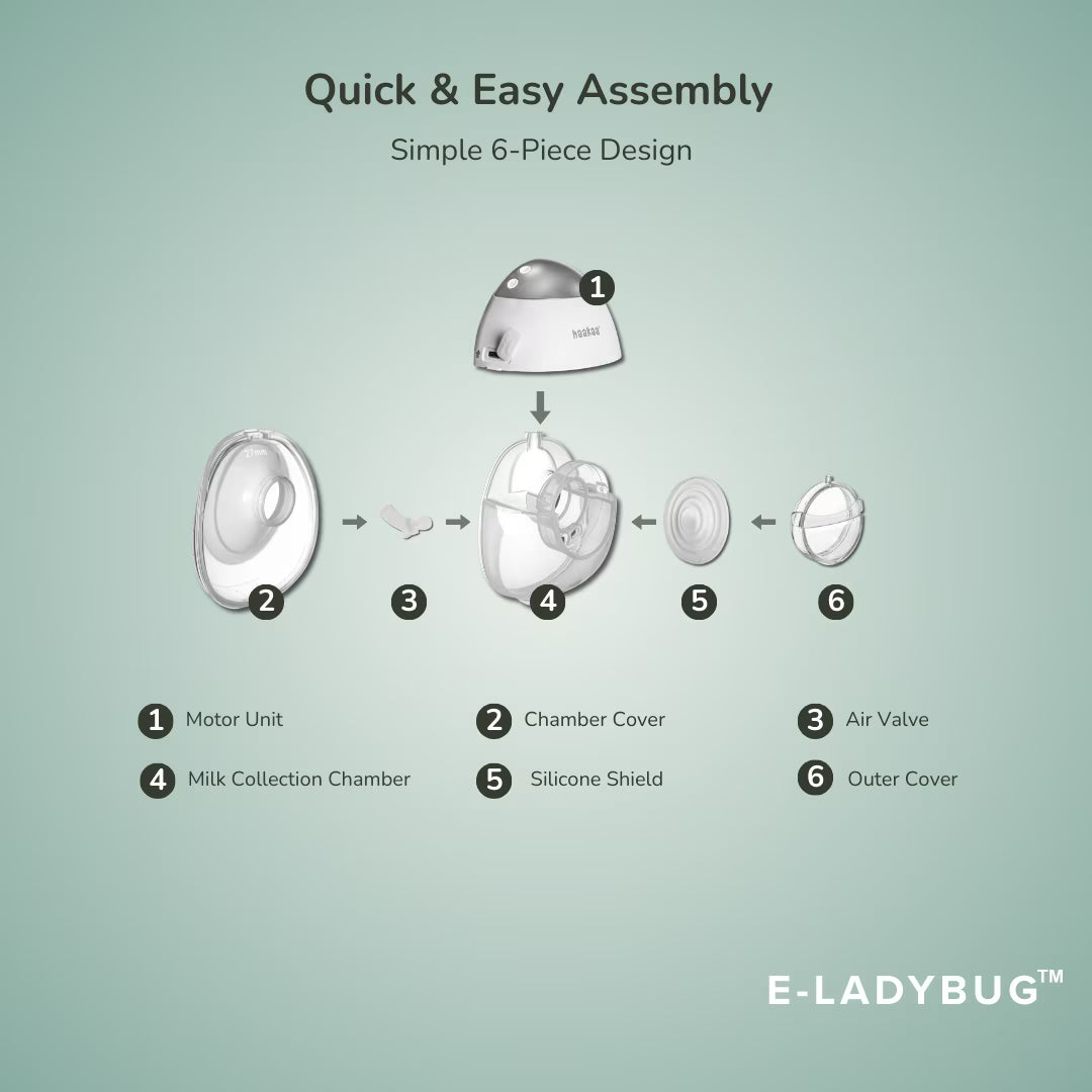 Haakaa E-Ladybug handfrjáls brjóstapumpa - 2 stk Deluxe Edition